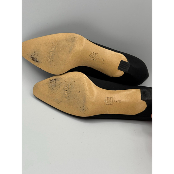 Vaneli Black Satin Pumps 7M – Made in Italy, Vero Cuoio Leather Sole, Rhinestone - Picture 8 of 8